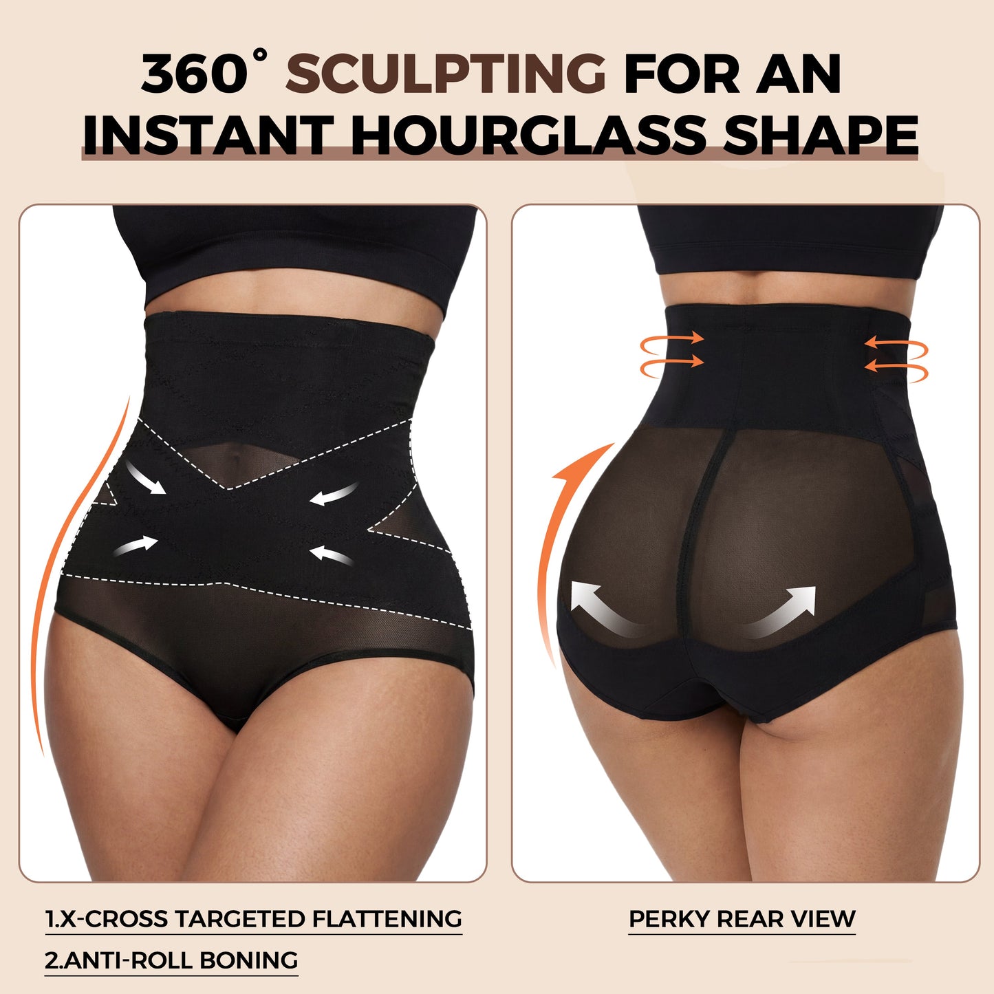 High-Waist Tummy Control Shaper – 360° Compression & Booty Lifter