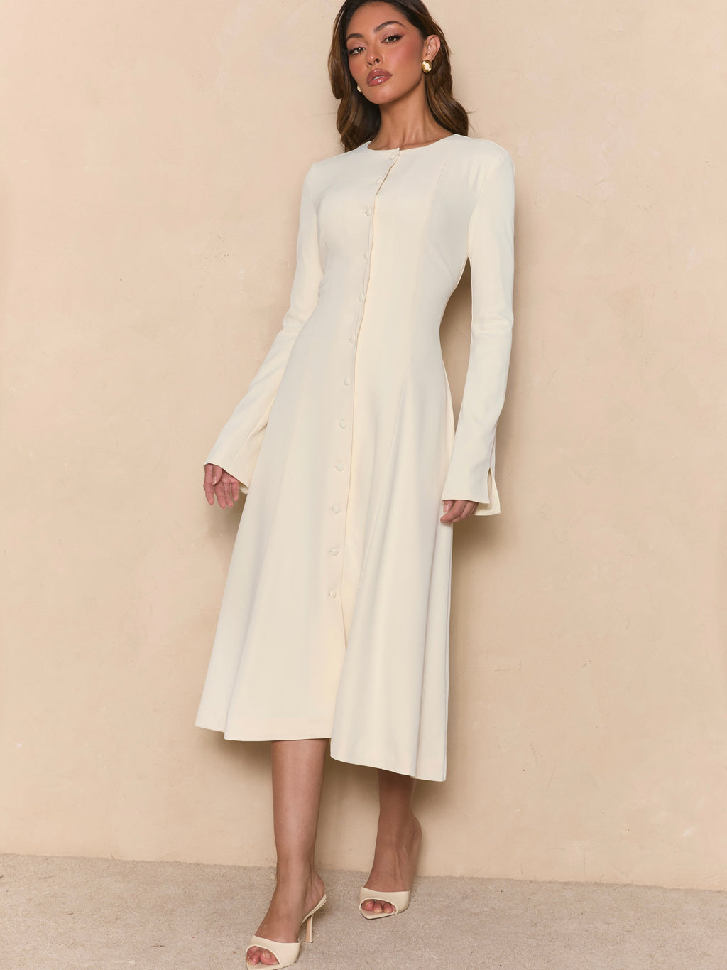 Ivory Snatched Midi Dress