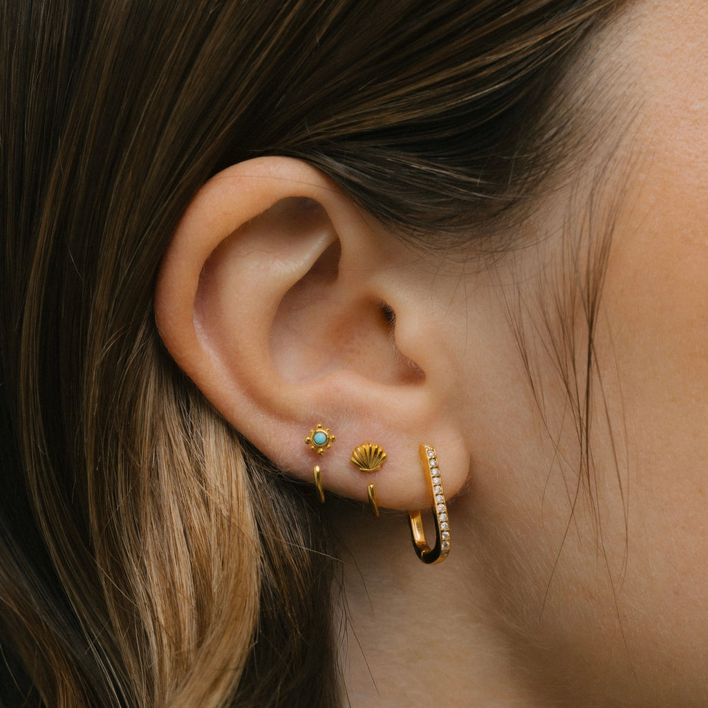 Pavé Lock Medium Hoops
