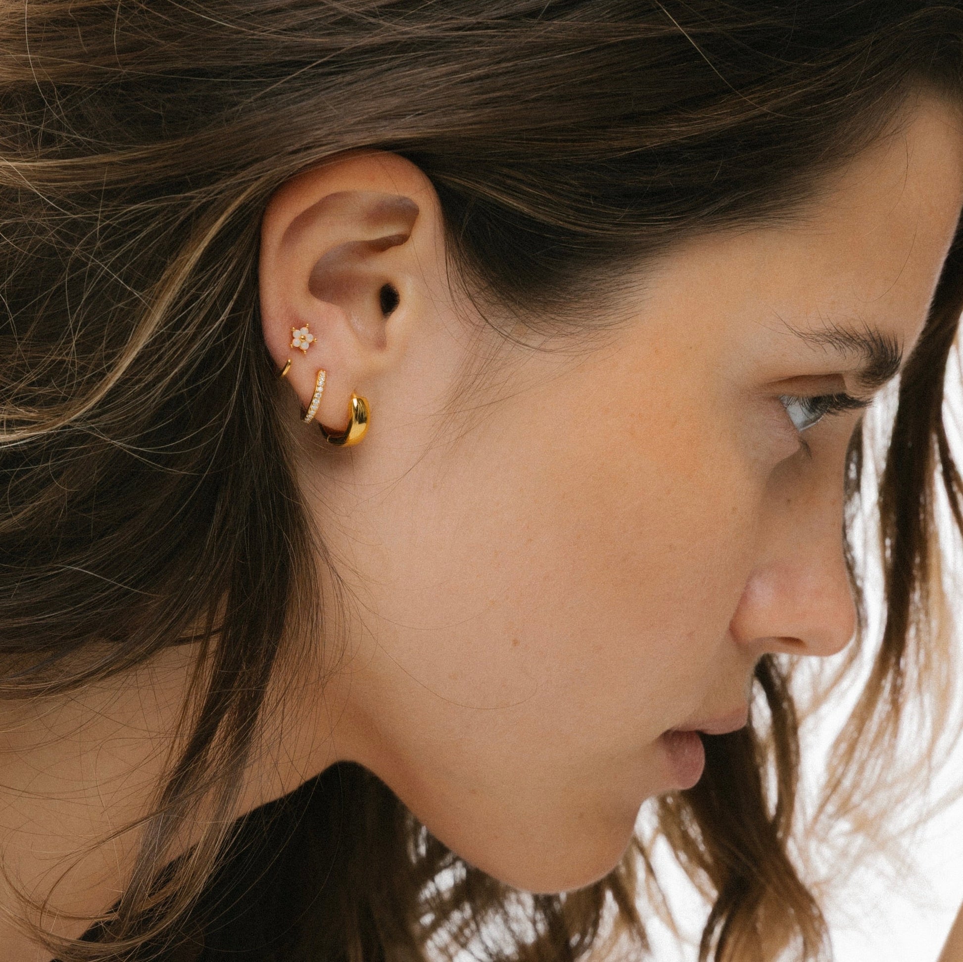 Stay Close Flower Opal Hoops