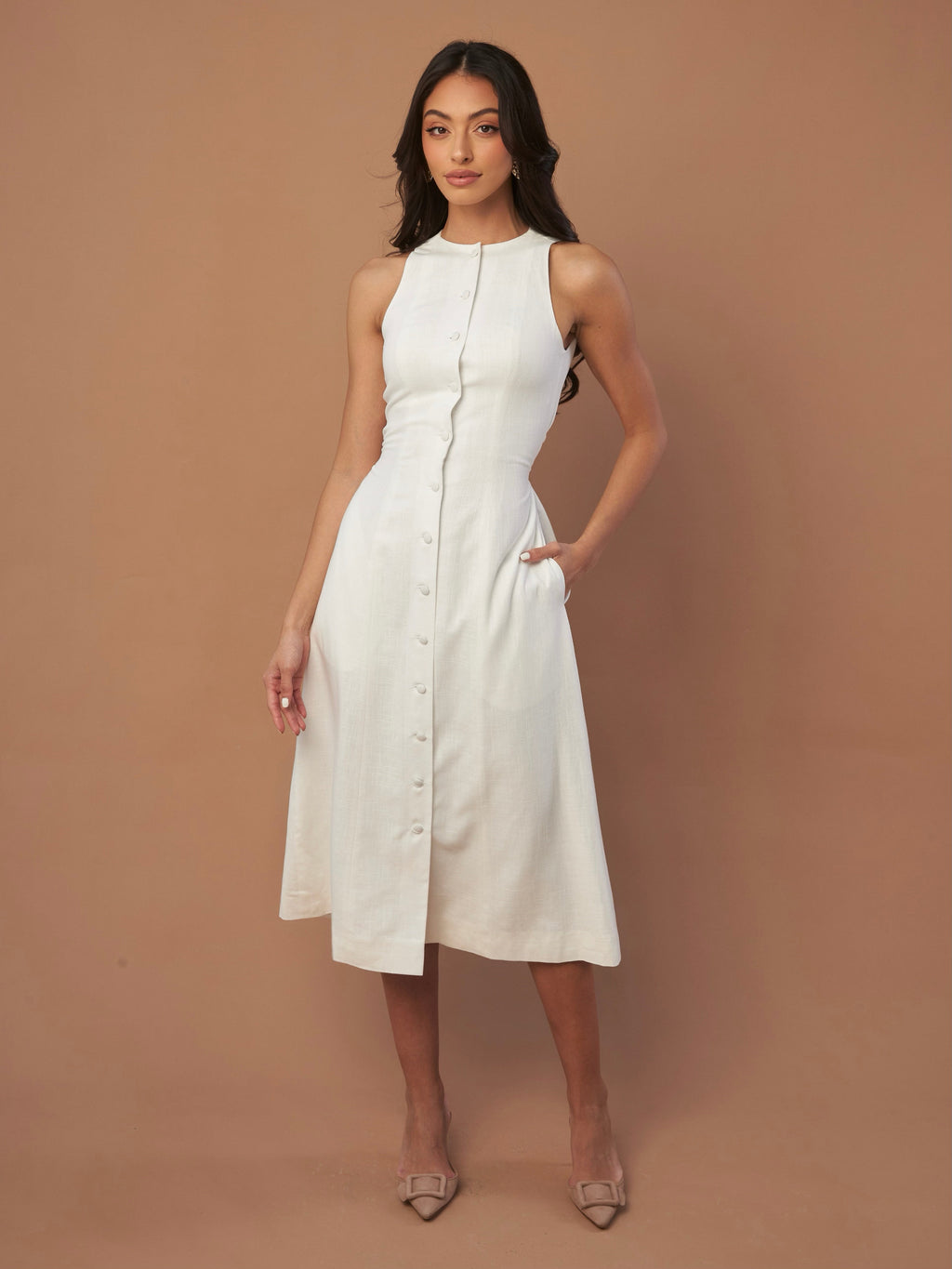 Aria Waist-Tie Midi Dress