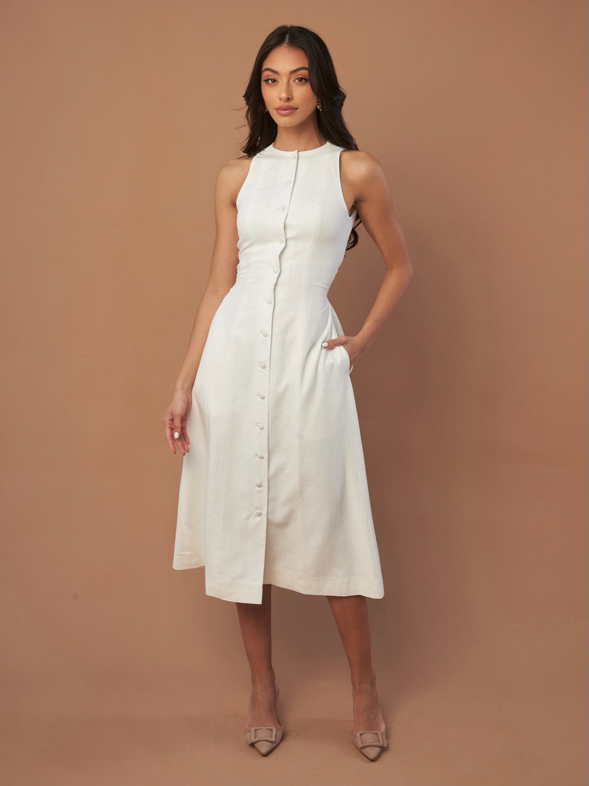 Aria Waist-Tie Midi Dress
