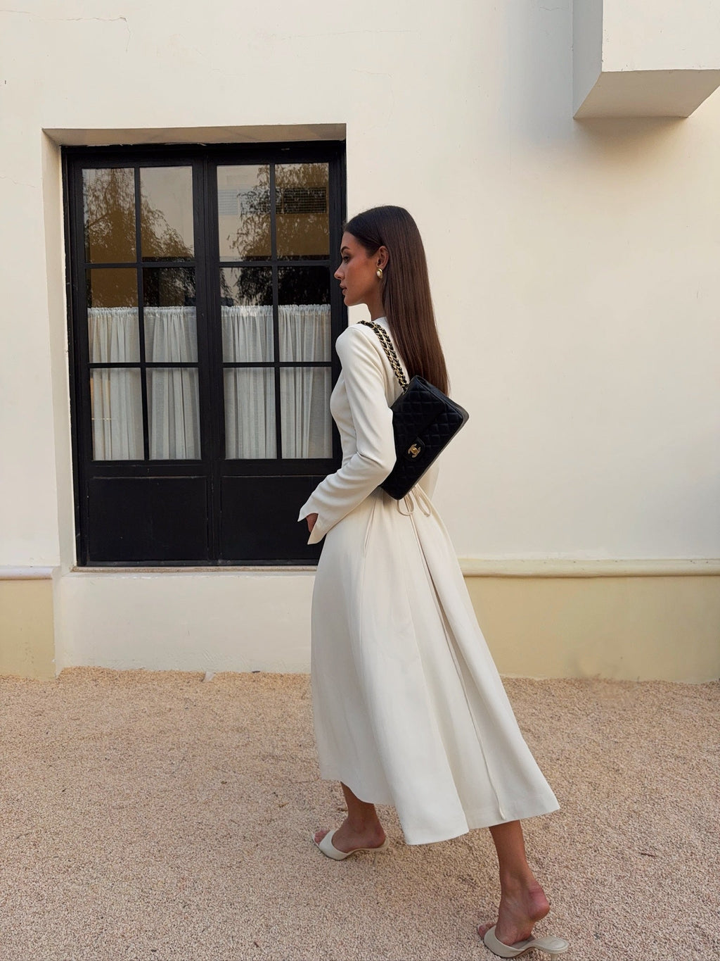 Ivory Snatched Midi Dress
