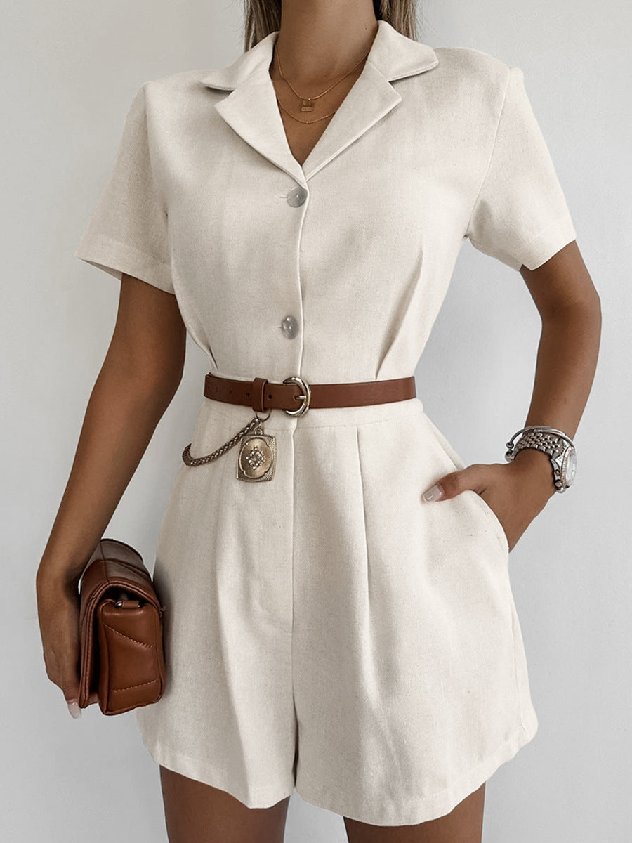 Utility Chic Khaki Linen Jumpsuit