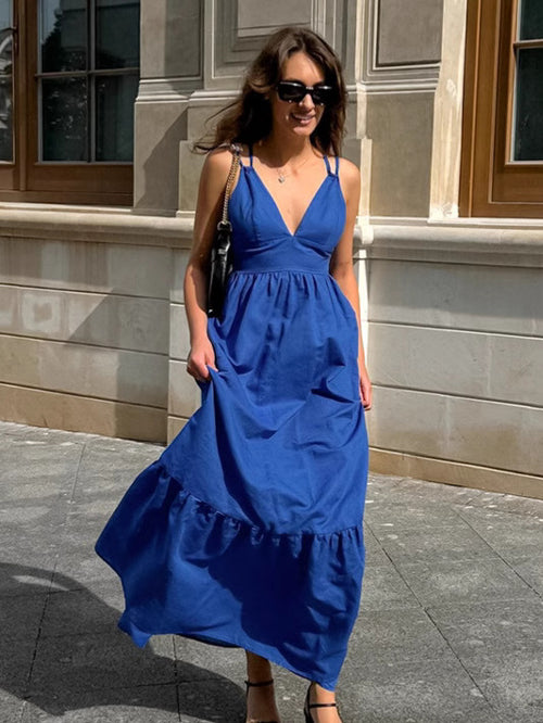 Boho V-Neck Linen Cami Dress