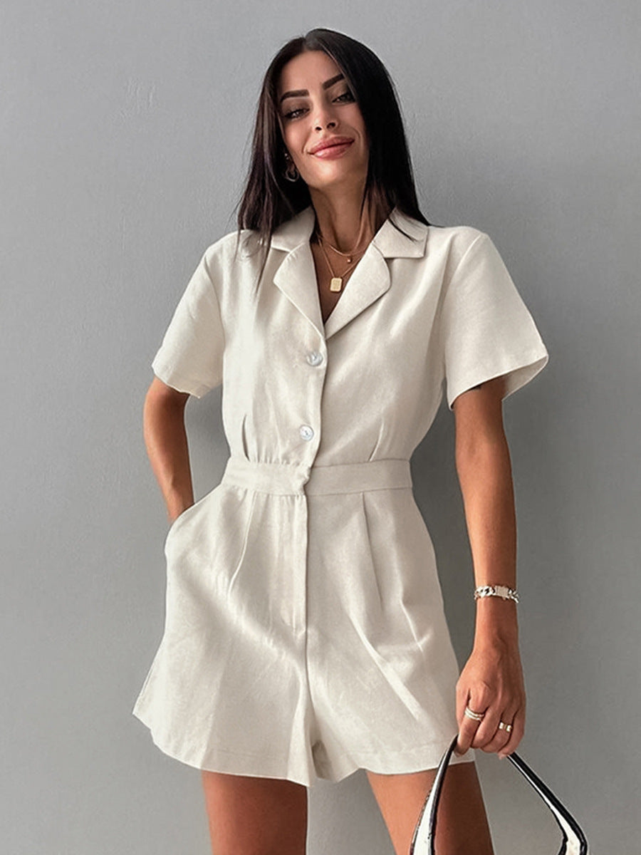 Utility Chic Khaki Linen Jumpsuit