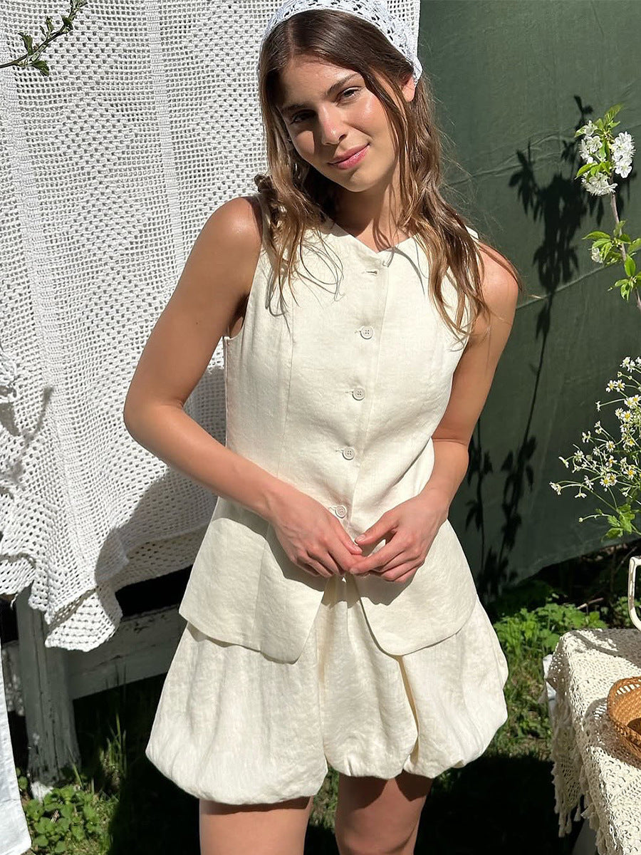 Chloe Button-Up & Bubble Skirt Set
