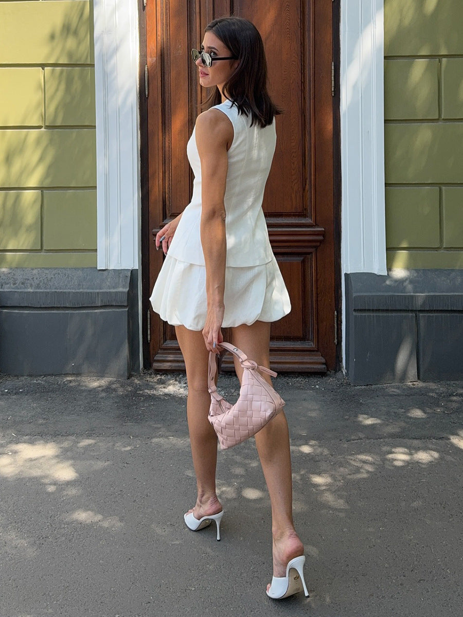 Chloe Button-Up & Bubble Skirt Set