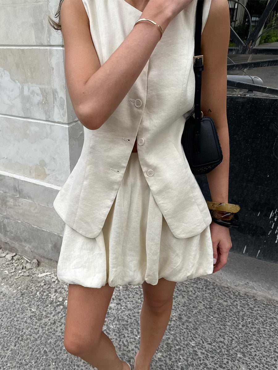 Chloe Button-Up & Bubble Skirt Set