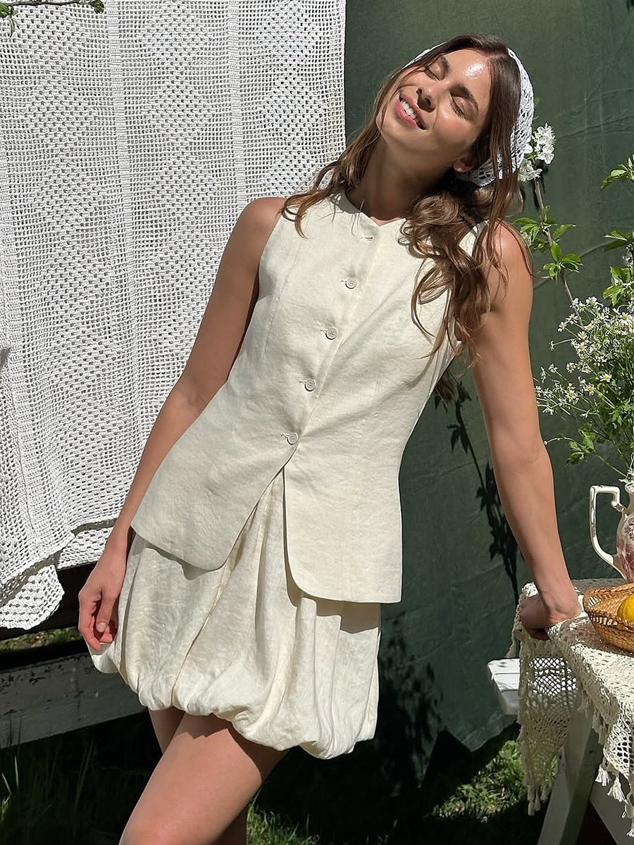 Chloe Button-Up & Bubble Skirt Set