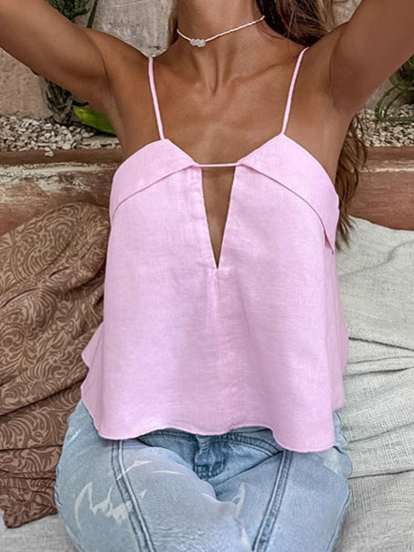 Y2K Streetwear Linen Cami Tank Top