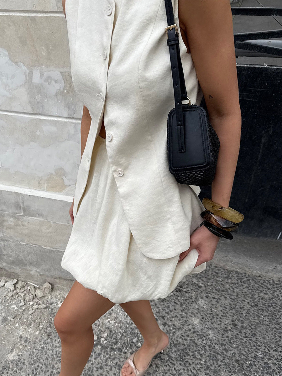 Chloe Button-Up & Bubble Skirt Set