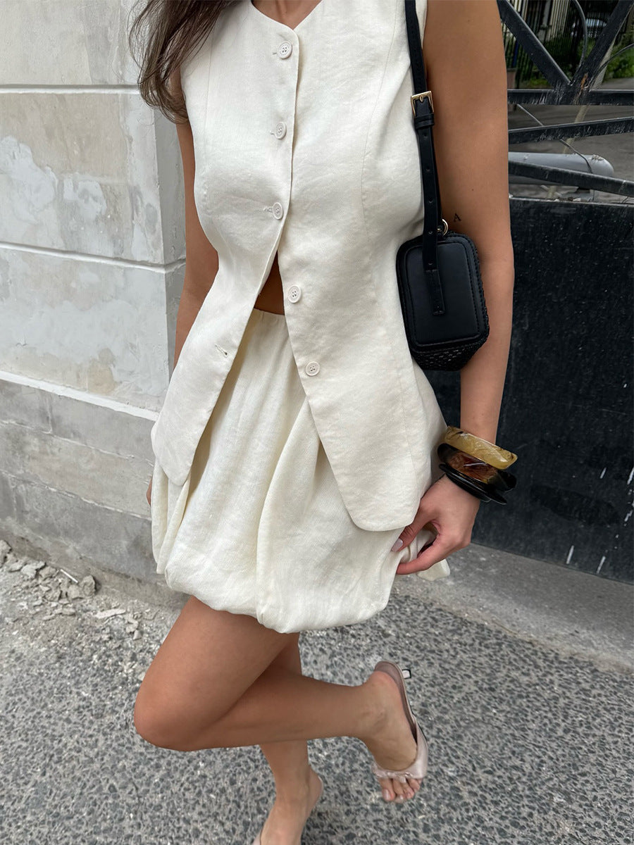 Chloe Button-Up & Bubble Skirt Set