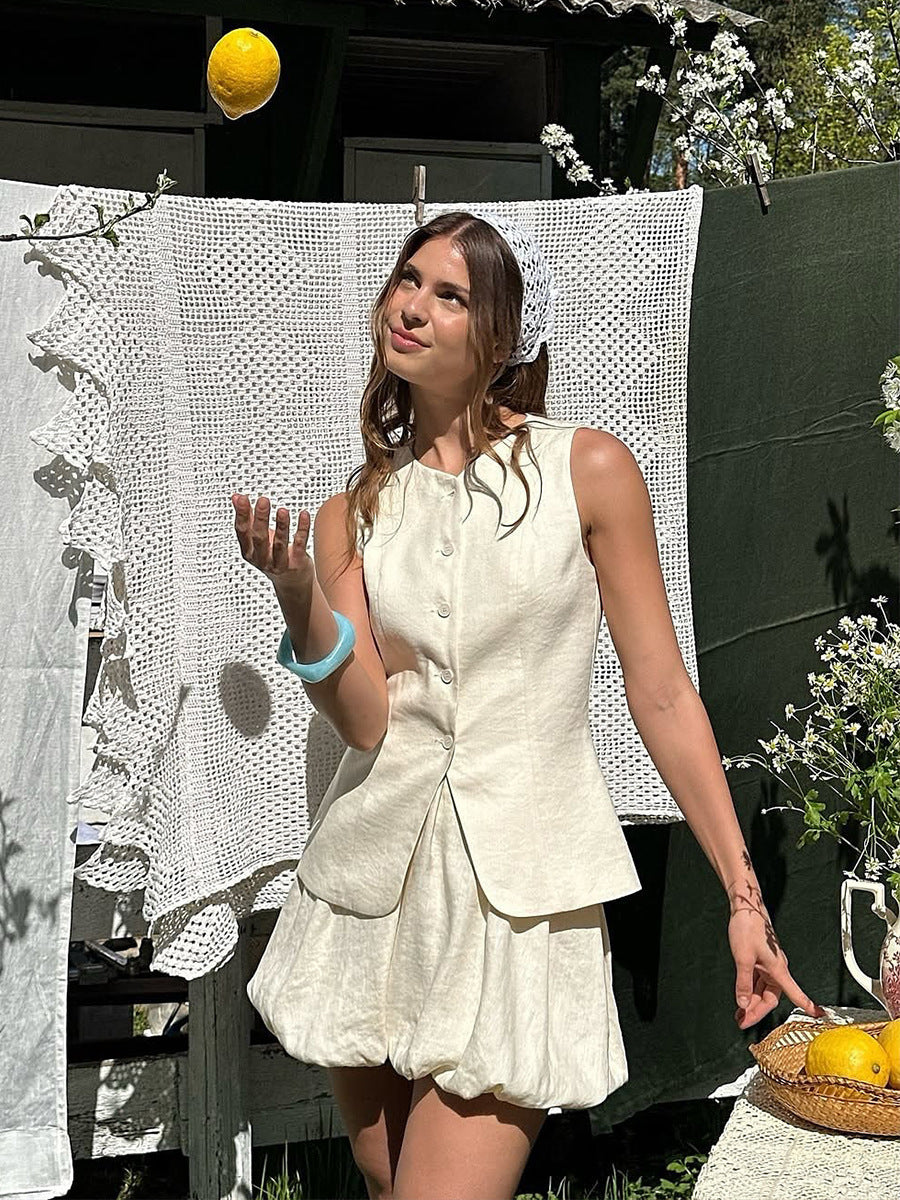 Chloe Button-Up & Bubble Skirt Set