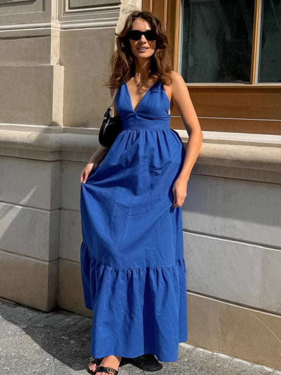 Boho V-Neck Linen Cami Dress