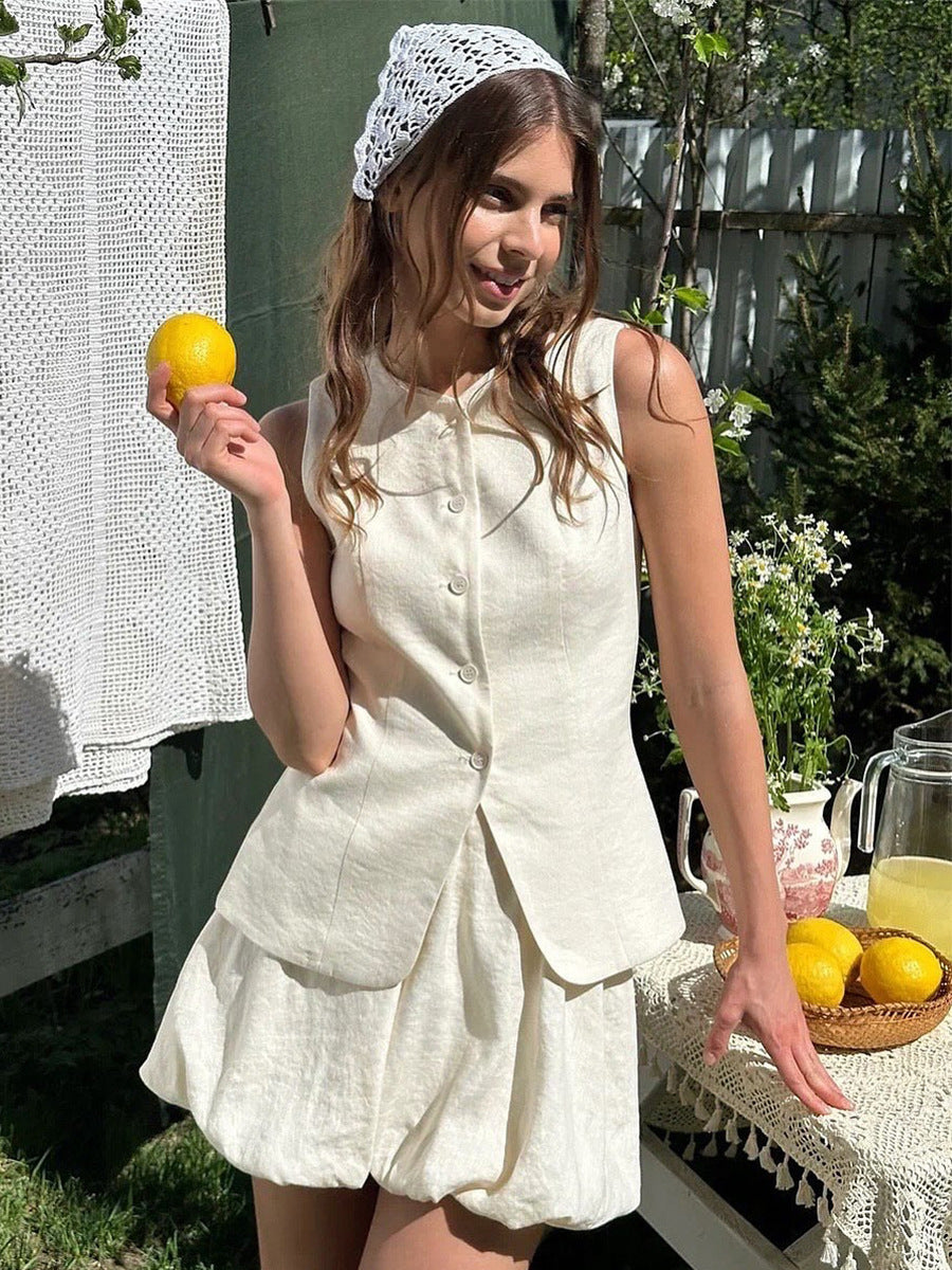 Chloe Button-Up & Bubble Skirt Set