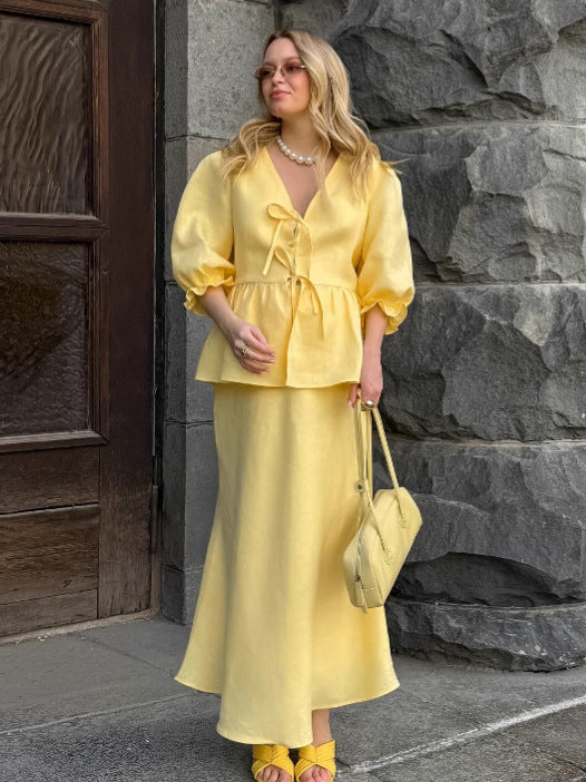 Resort Wear Sleeveless Linen Tank & Trousers Set