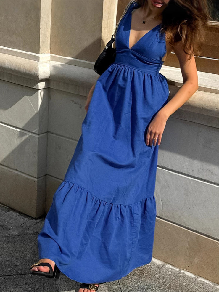 Boho V-Neck Linen Cami Dress