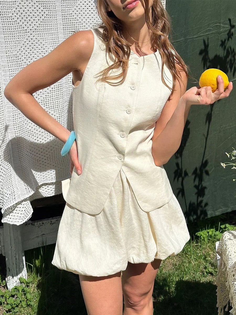 Chloe Button-Up & Bubble Skirt Set