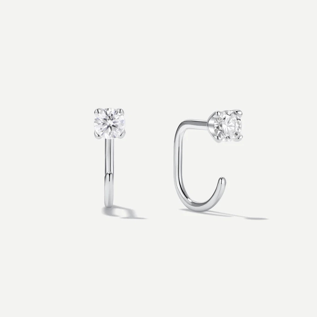 Moissanite Contour Hoops - 3mm