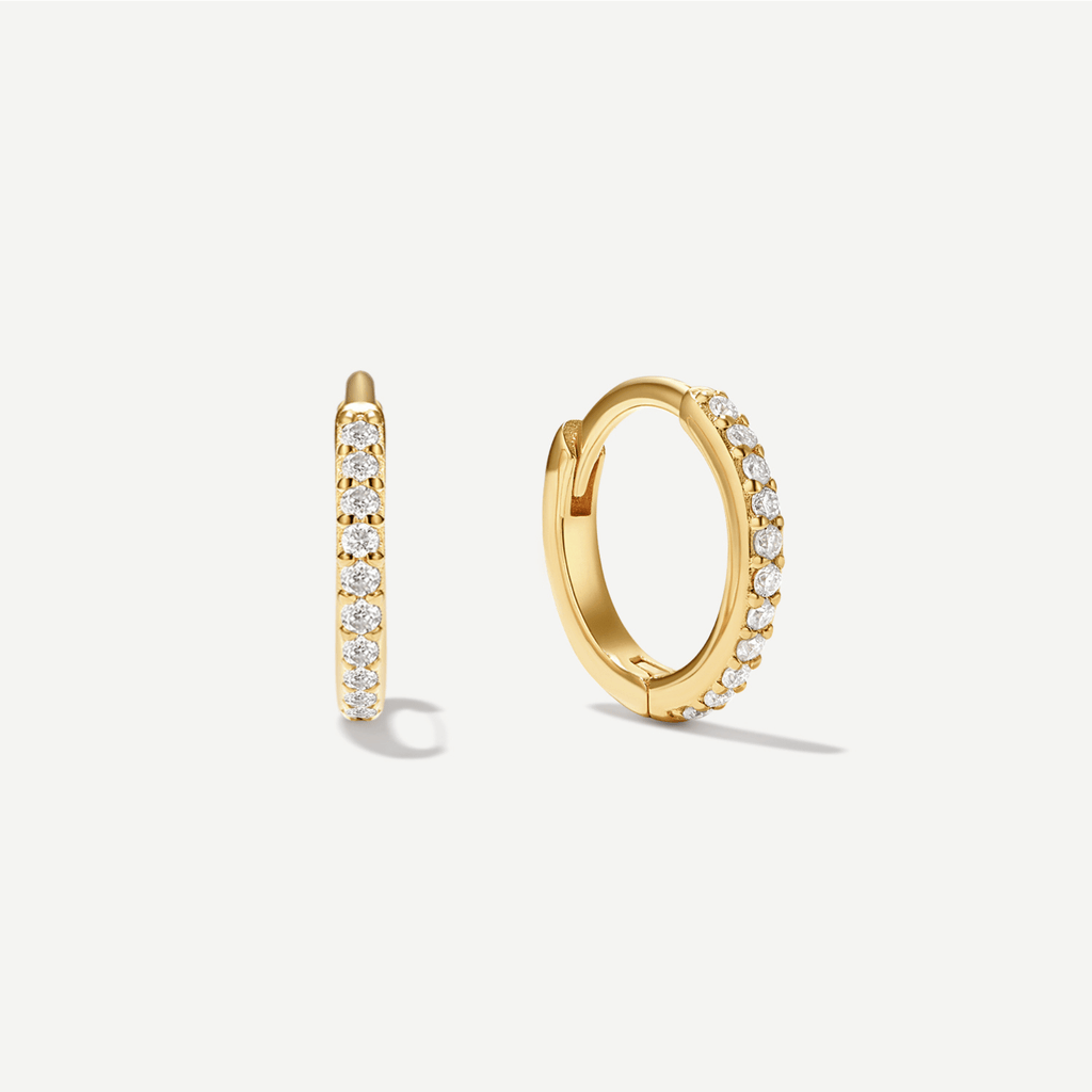 Pavé Fire Moissanite Huggie Hoops