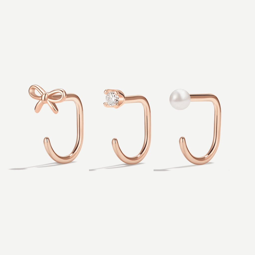 Stay Close Bow Hoops Set