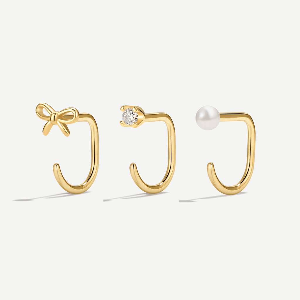 Stay Close Bow Hoops Set
