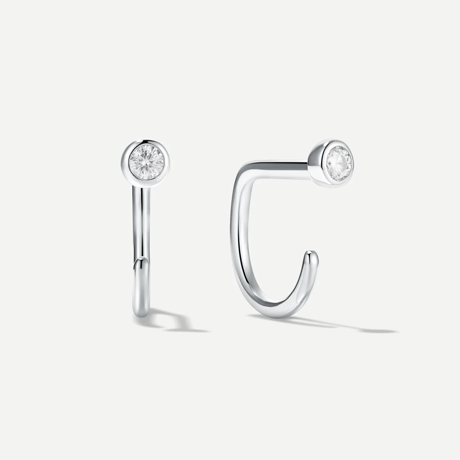 Bezeled Moissanite Contour Hoops