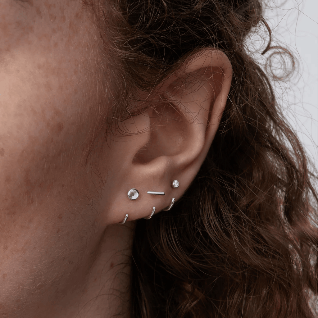 Bezeled Moissanite Contour Hoops