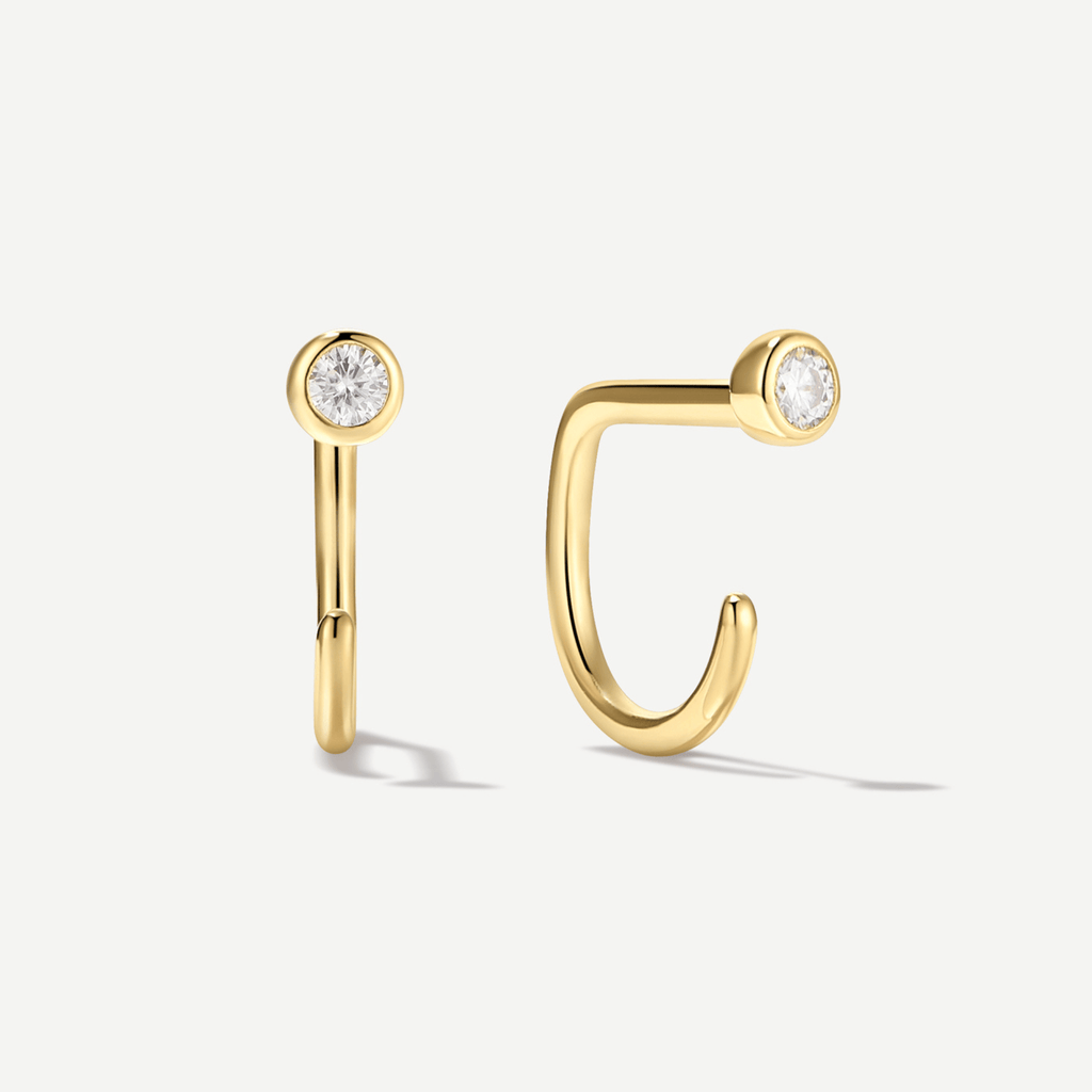 Stay Close Moissanite Bezel Hoops