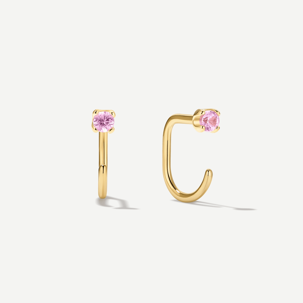 Stay Close Pink Sapphire Hoops